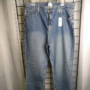 LLBean NWT Woman's denim jeans Stonewashed Bootcut Stretch blue 20 reg